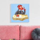 Tyrannosaurus rex baas zit aan een bureau. 2 canvas afdruk (Insitu (Woonkamer))