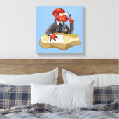 Tyrannosaurus rex baas zit aan een bureau. 2 canvas afdruk (Insitu (Slaapkamer))