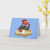 Tyrannosaurus rex baas zit aan een bureau. 2 kaart (Gele Bloem)