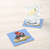 Tyrannosaurus rex baas zit aan een bureau. 2 kartonnen onderzetters (Insitu)