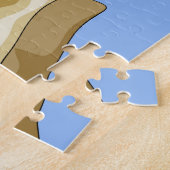 Tyrannosaurus rex baas zit aan een bureau. 2 legpuzzel (Zijkant)