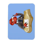 Tyrannosaurus rex baas zit aan een bureau. 2 magneet (Verticaal)