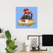 Tyrannosaurus rex baas zit aan een bureau. 2 poster (Thuiskantoor)
