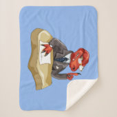 Tyrannosaurus rex baas zit aan een bureau. 2 sherpa deken (Voorkant)