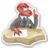 Tyrannosaurus rex baas zit aan een bureau. 2 sticker (Voorkant)
