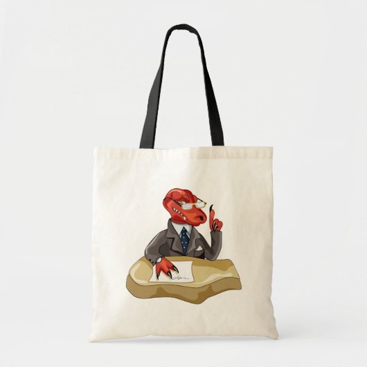 Tyrannosaurus rex baas zit aan een bureau. 2 tote bag (Voorkant)