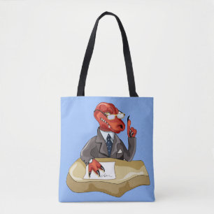 Tyrannosaurus rex baas zit aan een bureau. 2 tote bag