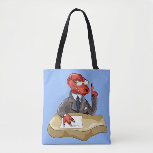 Tyrannosaurus rex baas zit aan een bureau. 2 tote bag (Voorkant)