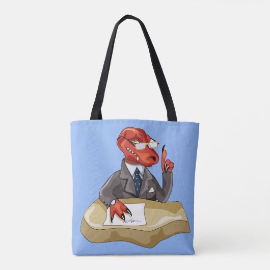 Tyrannosaurus rex baas zit aan een bureau. 2 tote bag (Achterkant)