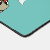 Tyrannosaurus rex baas zit aan een bureau. bureaumat (Hoek)