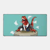 Tyrannosaurus rex baas zit aan een bureau. bureaumat (Voorkant)