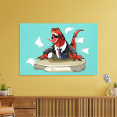Tyrannosaurus rex baas zit aan een bureau. canvas afdruk (Insitu (Woonkamer))