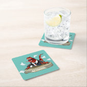 Tyrannosaurus rex baas zit aan een bureau. kartonnen onderzetters (Insitu)