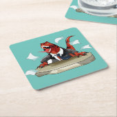 Tyrannosaurus rex baas zit aan een bureau. kartonnen onderzetters (Schuin)