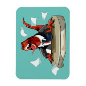 Tyrannosaurus rex baas zit aan een bureau. magneet (Verticaal)