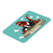 Tyrannosaurus rex baas zit aan een bureau. magneet (Linkerzijde)