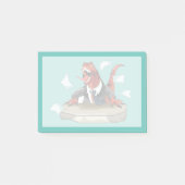 Tyrannosaurus rex baas zit aan een bureau. post-it® notes (Voorkant)