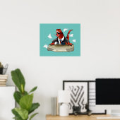 Tyrannosaurus rex baas zit aan een bureau. poster (Thuiskantoor)