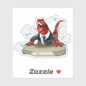 Tyrannosaurus rex baas zit aan een bureau. sticker (Vel)