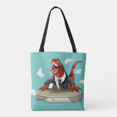 Tyrannosaurus rex baas zit aan een bureau. tote bag (Achterkant)