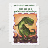 Tyrannosaurus Rex Bday Party Diecut Custom Invite Kaart (Voorkant / Achterkant)