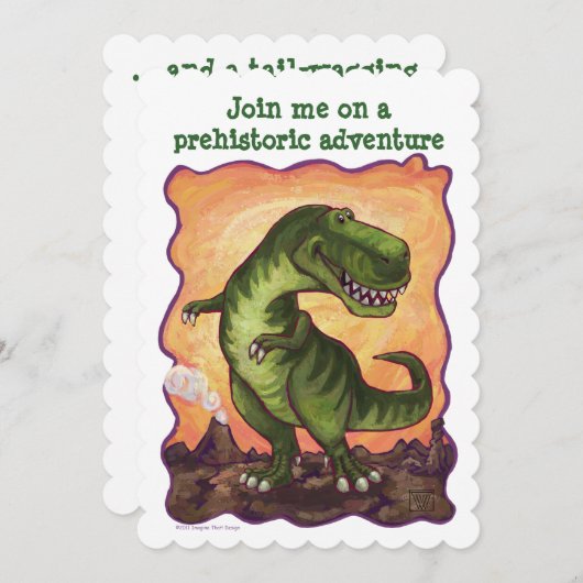 Tyrannosaurus Rex Bday Party Diecut Custom Invite Kaart (Voorkant / Achterkant)