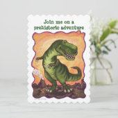 Tyrannosaurus Rex Bday Party Diecut Custom Invite Kaart (Staand voorkant)