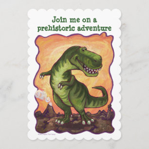 Tyrannosaurus Rex Bday Party Diecut Custom Invite Kaart