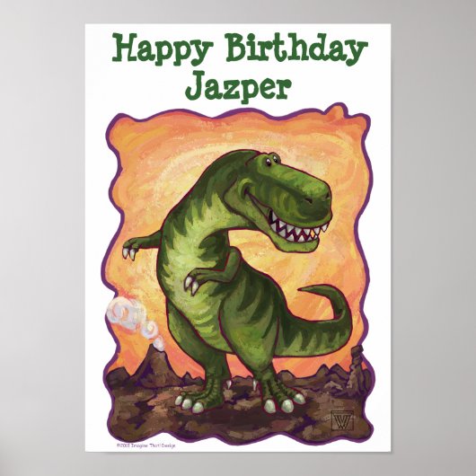 Tyrannosaurus Rex Birthday Party Decoration Poster (Voorkant)