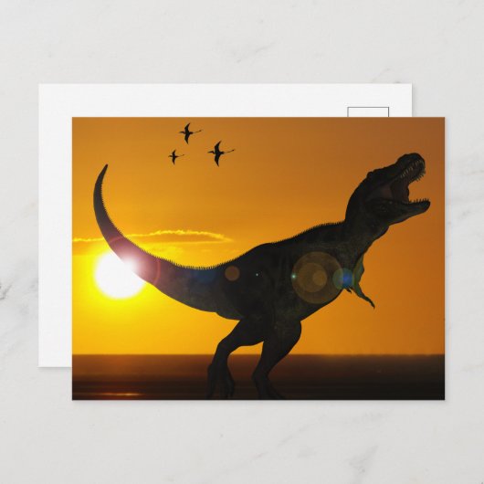 Tyrannosaurus Rex briefkaart met zonsondergang (Voorkant / Achterkant)