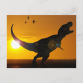 Tyrannosaurus Rex briefkaart met zonsondergang (Voorkant)