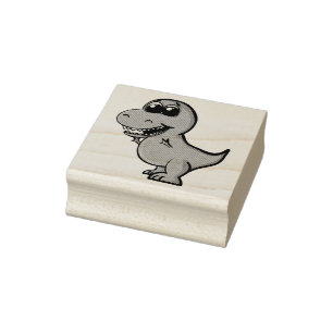 Tyrannosaurus Rex Cute Illustrated Red Dinosaur Rubberstempel