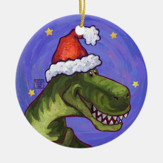Tyrannosaurus Rex Dino kerstversiering Keramisch Ornament (Voorkant)