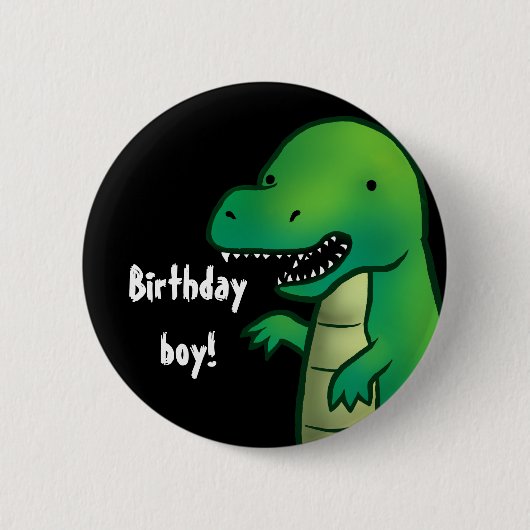 Tyrannosaurus Rex Dinosaur cartoon verjaardagspasj Ronde Button 5,7 Cm (Voorkant)