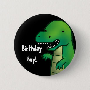 Tyrannosaurus Rex Dinosaur cartoon verjaardagspasj Ronde Button 5,7 Cm