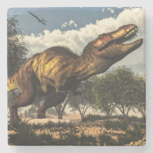 Tyrannosaurus rex dinosaur en eieren daarvan stenen onderzetter