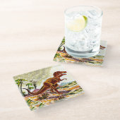 Tyrannosaurus Rex Dinosaur Glazen Onderzetter (Schuin)