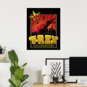 Tyrannosaurus Rex Dinosaur Invasion Poster (Thuiskantoor)