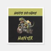 Tyrannosaurus Rex Dinosaur Motorcycle Birthday Servet (Voorkant)