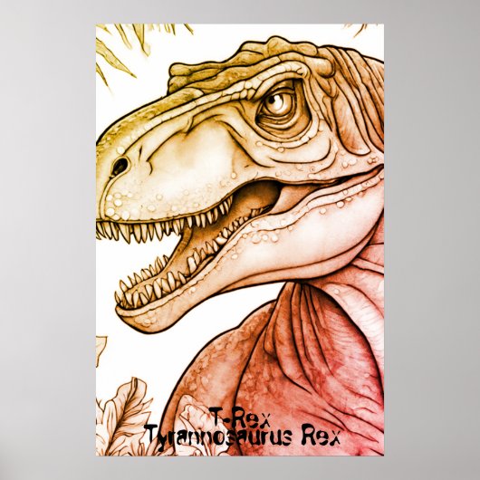 Tyrannosaurus Rex Dinosaur on Bedroom Wall Poster (Voorkant)