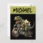 Tyrannosaurus Rex Dinosaur Riding Motorcycle Briefkaart (Voorkant / Achterkant)