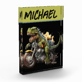 Tyrannosaurus Rex Dinosaur Riding Motorcycle Fotoblokken (Links)