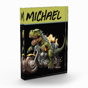 Tyrannosaurus Rex Dinosaur Riding Motorcycle Fotoblokken