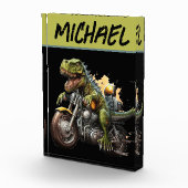 Tyrannosaurus Rex Dinosaur Riding Motorcycle Fotoblokken (Rechts)