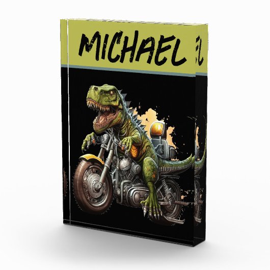 Tyrannosaurus Rex Dinosaur Riding Motorcycle Fotoblokken (Rechts)