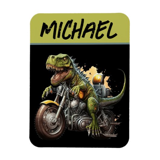 Tyrannosaurus Rex Dinosaur Riding Motorcycle Magneet (Verticaal)