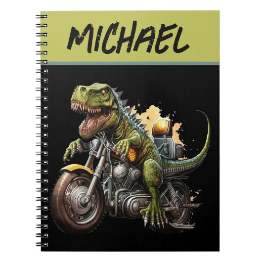 Tyrannosaurus Rex Dinosaur Riding Motorcycle Notitieboek (Voorkant)