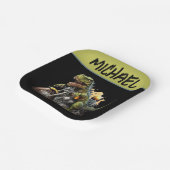 Tyrannosaurus Rex Dinosaur Riding Motorcycle Papieren Bordje (Gebogen)