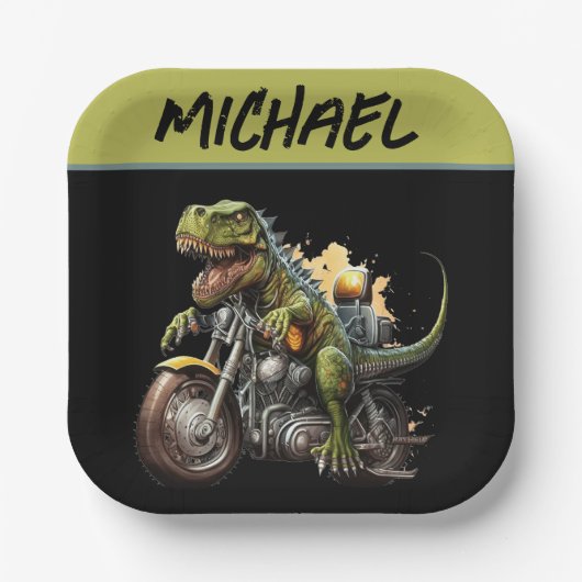 Tyrannosaurus Rex Dinosaur Riding Motorcycle Papieren Bordje (Voorkant)
