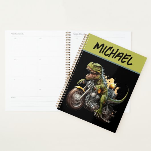 Tyrannosaurus Rex Dinosaur Riding Motorcycle Planner (Display)